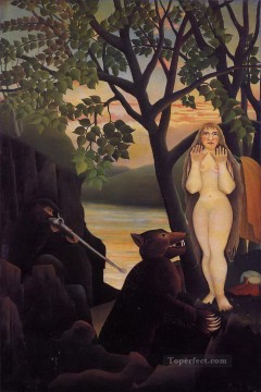  Naive Painting - nude and bear 1901 Henri Rousseau Post Impressionism Naive Primitivism